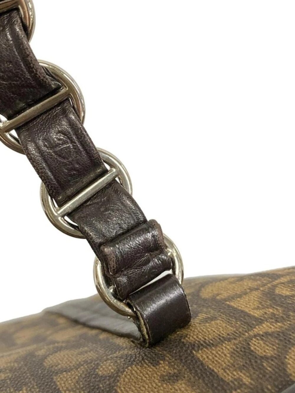 DIOR/ChristianDior Romantic/Trotter Dark Brown Brown Leather Tote Bag - Picture 10 of 16